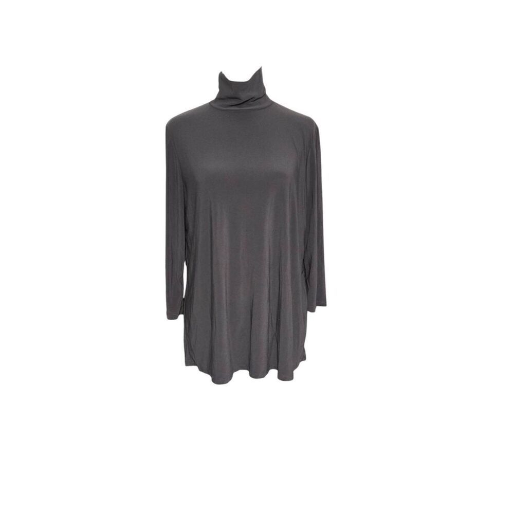 Slinky Brand Womens Size Medium Grey Slinky Turtleneck Blouse